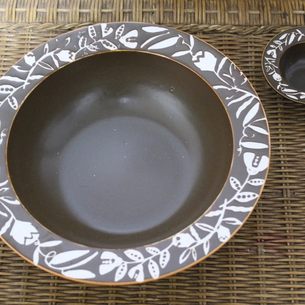 Williams Sonoma.  Mahogany Brown Serving Bowl with Matching Dip Cup.  Set of two